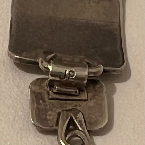 Vintage JP Sterling Silver Marquise Repousse Panel Link Bracelet 7" L, 30 Grams - Picture 13 of 15